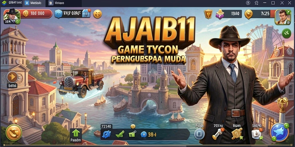 Tampilan gameplay AJAIB11 dengan simulasi manajemen bisnis yang seru.