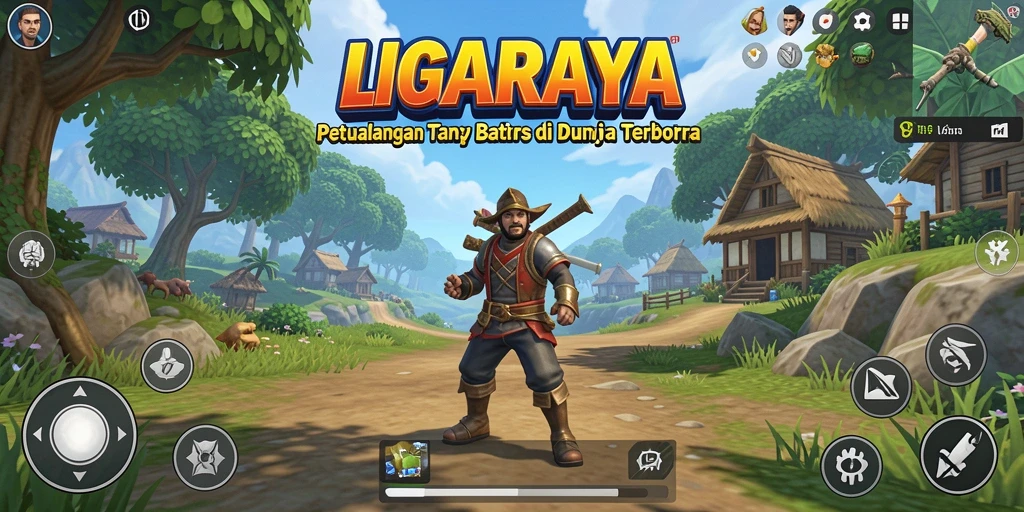 Screenshot gameplay LIGARAYA yang menampilkan dunia terbuka yang luas.