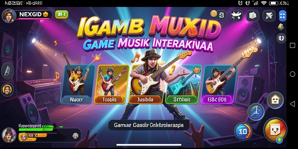 Tampilan gameplay NEXGID yang menarik dengan irama musik yang dinamis.