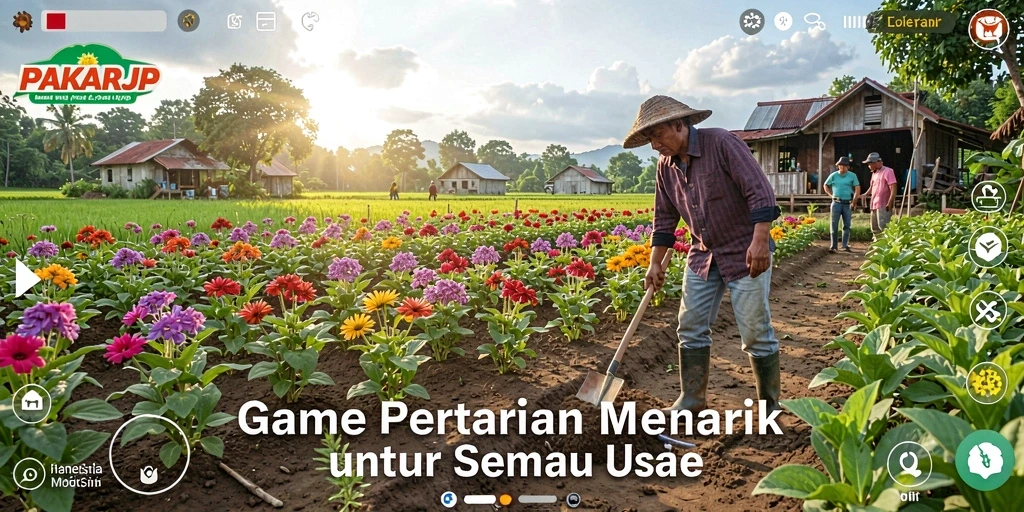 Screenshot PAKARJP yang menampilkan pemain sedang merawat tanaman di ladang.