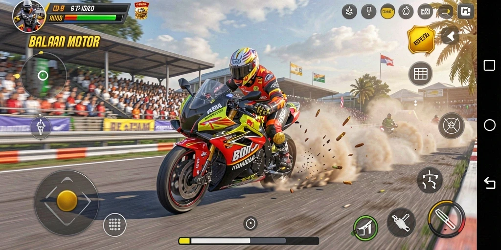 Tampilan gameplay seru dari RDI88 saat balapan motor.