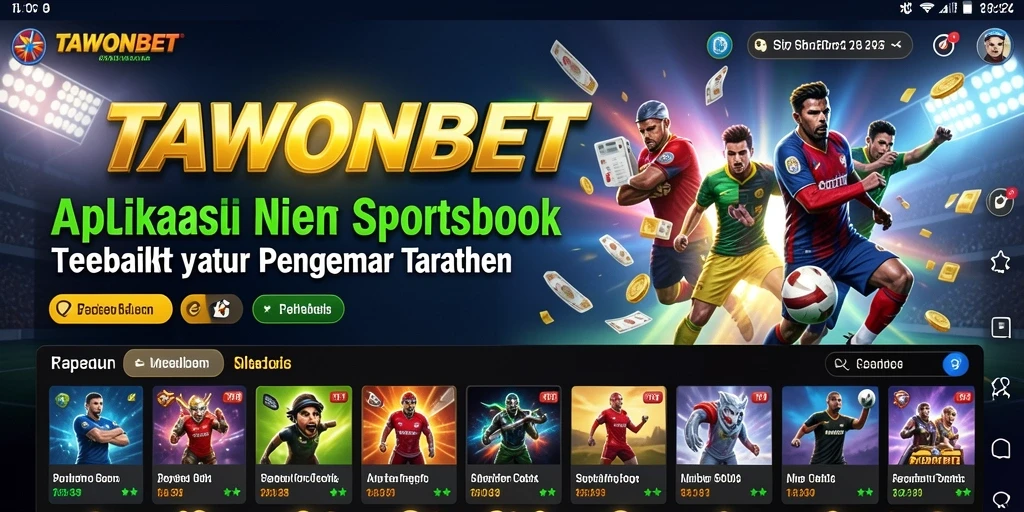 Screenshot utama TAWONBET menampilkan antarmuka sportsbook yang interaktif.